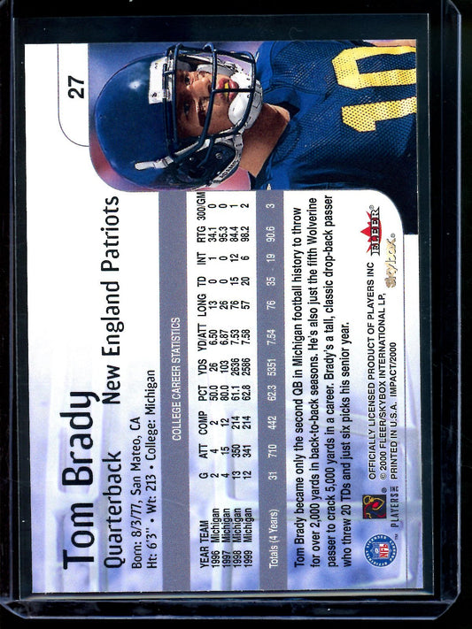 2000 Fleer Impact Tom Brady Rookie Card Patriots