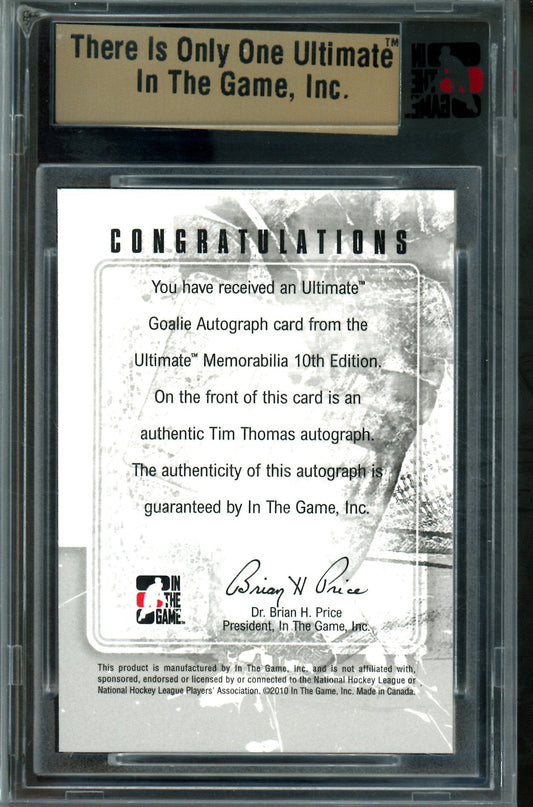 2010 In The Game Ultimate Tim Thomas Goalie Autograph /24 Bruins