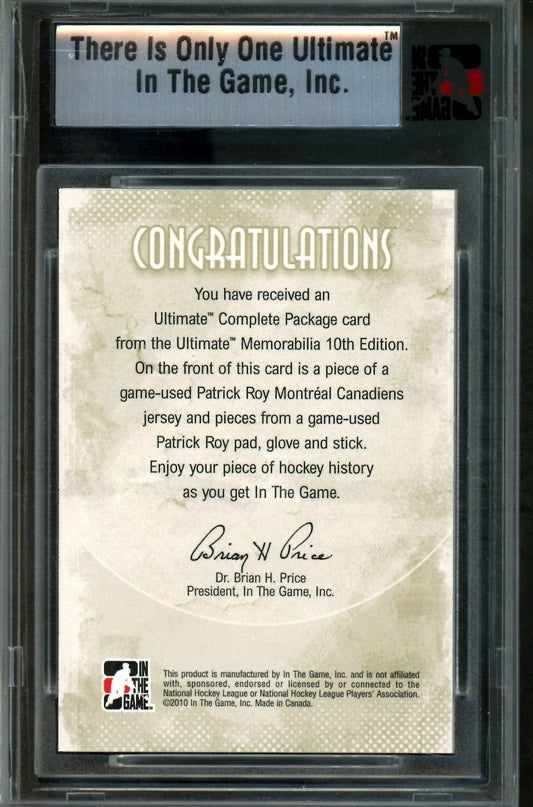 2010 In The Game Ultimate Patrick Roy Camplete Package Silver Memorabilia /9 Canadiens