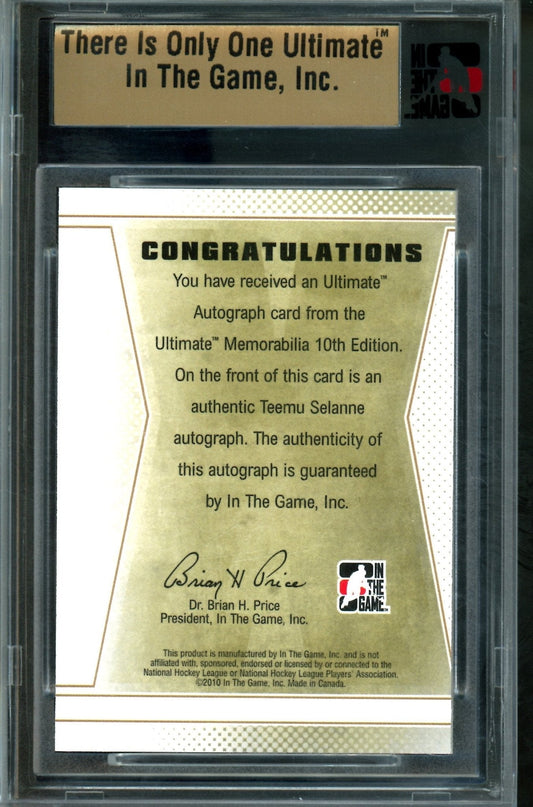 2010 In The Game Ultimate Teemu Selanne Autograph Silver /24 Ducks