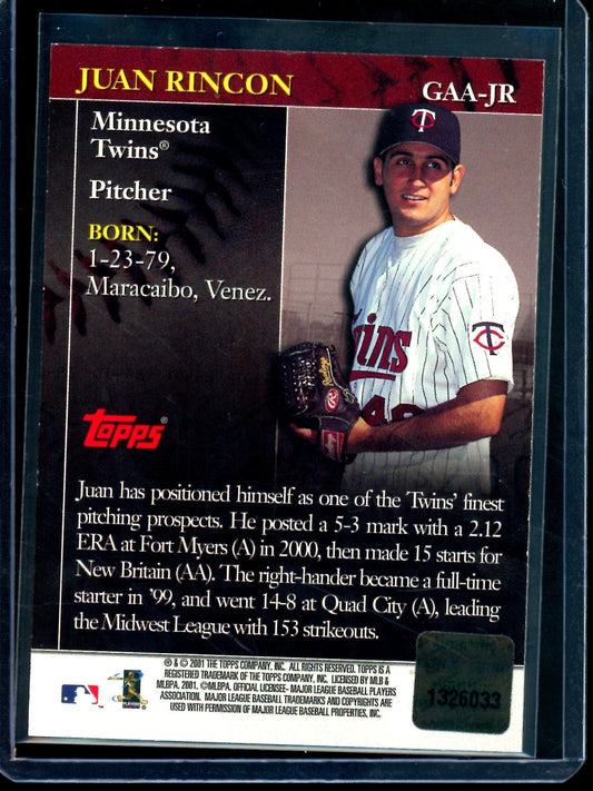 2001 Topps Flagship Juan Rincon Gold Anniversary Prospect Autograph Twins