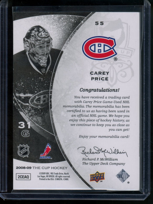 2009 Upper Deck The Cup Carey Price Relic /25 Canadiens