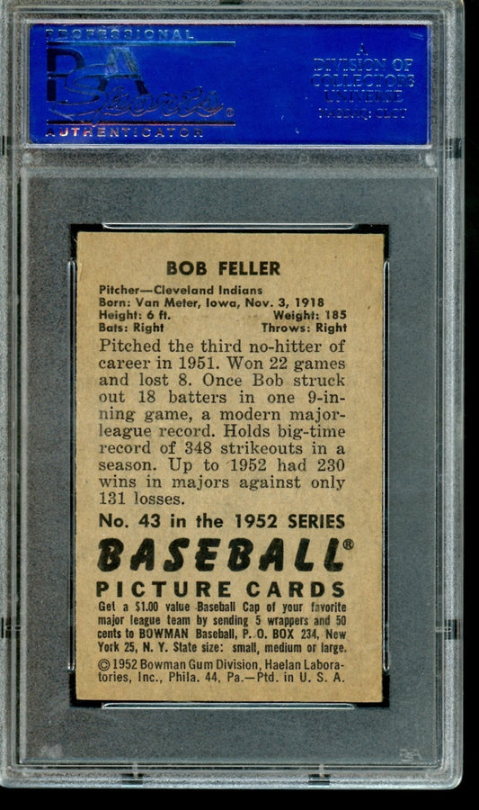 1952 Bowman Bob Feller PSA VG-EX 4 Indians