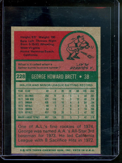 1975 Topps Mini George Brett Rookie Card #228 NM-MT Royals