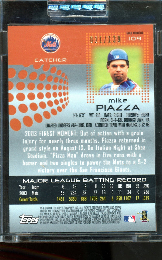 2004 Topps Finest Mike Piazza Gold X-Fractor Relic Jersey /139 Uncirculated Mets