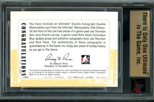 2010 In The Game Ultimate Joe Thornton / Rick Nash Double Autograph Memorabilia /19