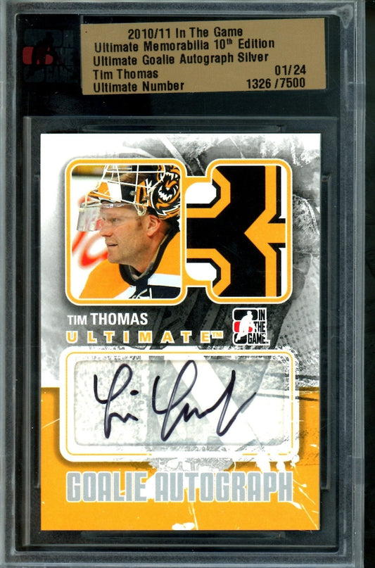 2010 In The Game Ultimate Tim Thomas Goalie Autograph /24 Bruins
