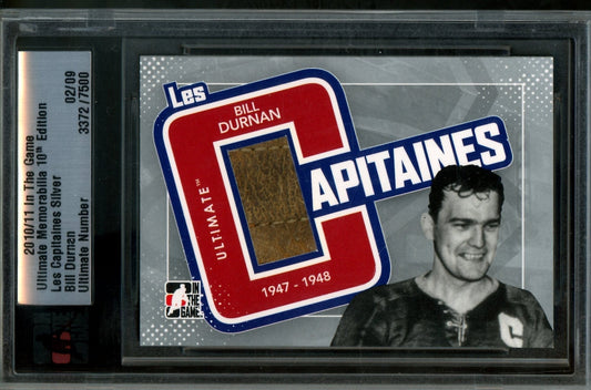 2010 In The Game Ultimate Bill Durnan Les Capitaines Silver Memorabilia /9 Canadiens
