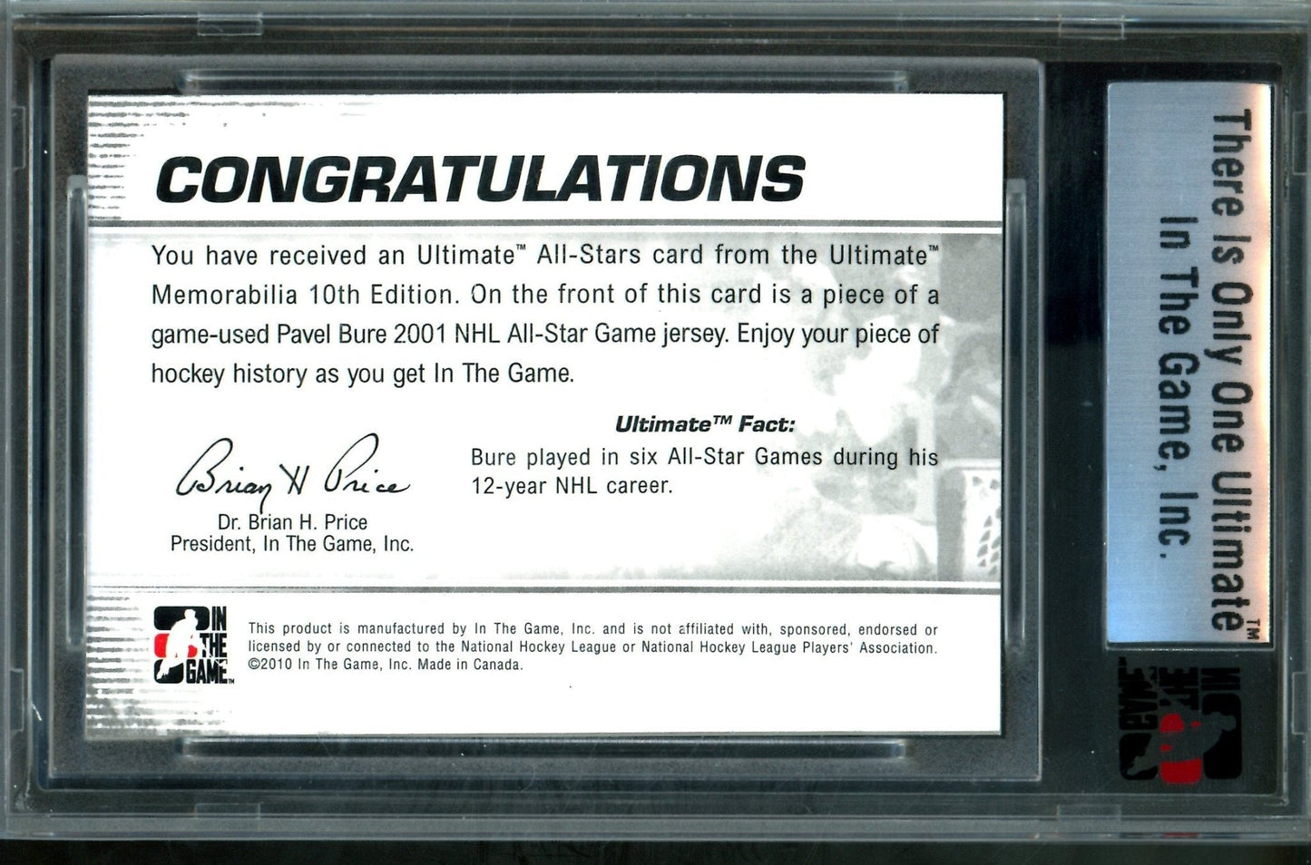 2010 In The Game Ultimate Pavel Bure All-Stars Silver Memorabilia /24 Canucks