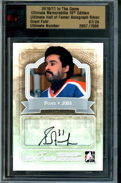 2010 In The Game Ultimate Grant Fuhr Hall of Famer Autograph Silver /24 Blues