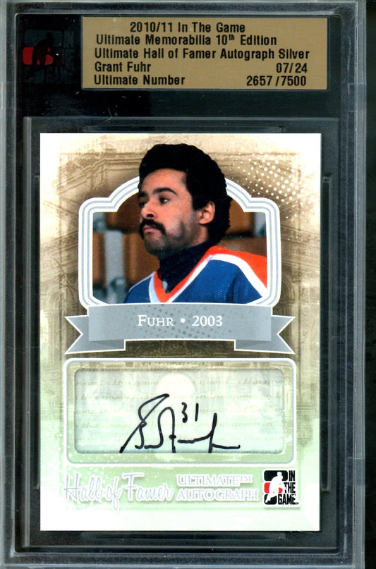 2010 In The Game Ultimate Grant Fuhr Hall of Famer Autograph Silver /24 Blues