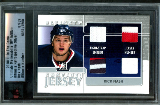 2010 In The Game Ultimate Rick Nash Complete Jersey Quad Memorabilia /9 Blue Jackets