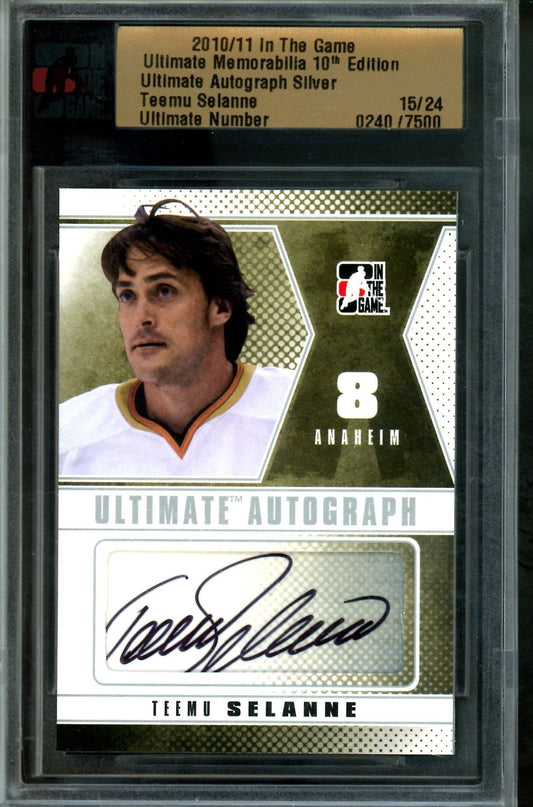 2010 In The Game Ultimate Teemu Selanne Autograph Silver /24 Ducks