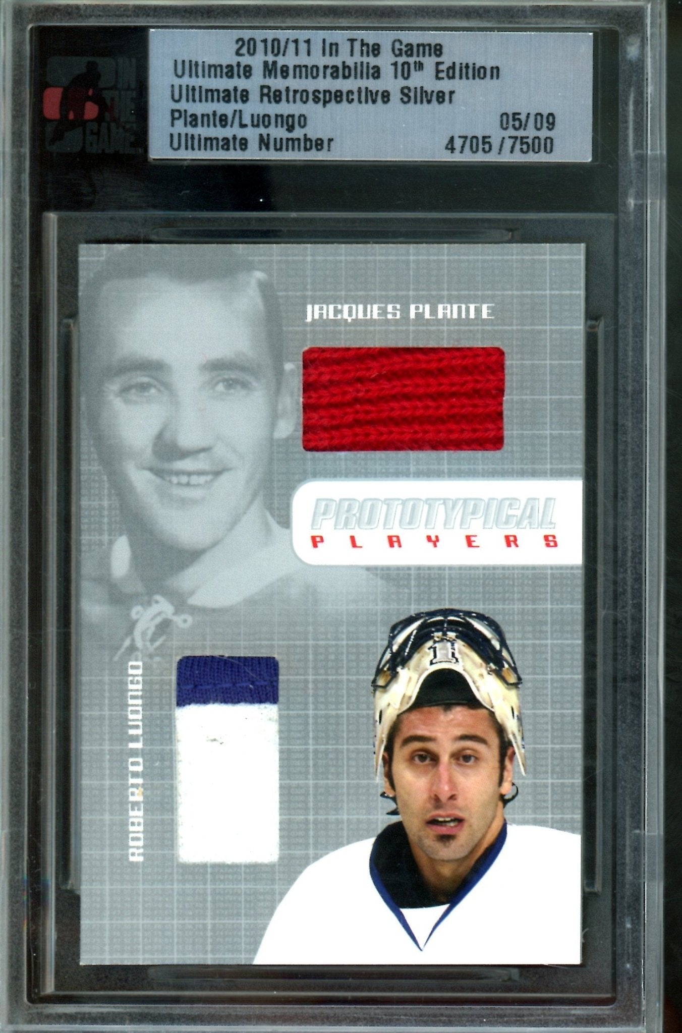 2010 In The Game Ultimate Jacques Plante / Roberto Luongo Retrospective Silver Memorabilia/9