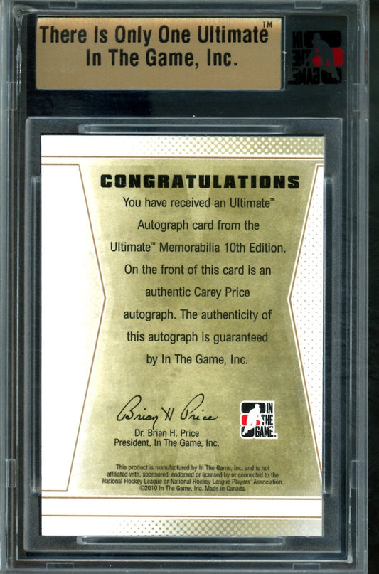 2010 In The Game Ultimate Carey Price Autograph Silver /24 Canadiens