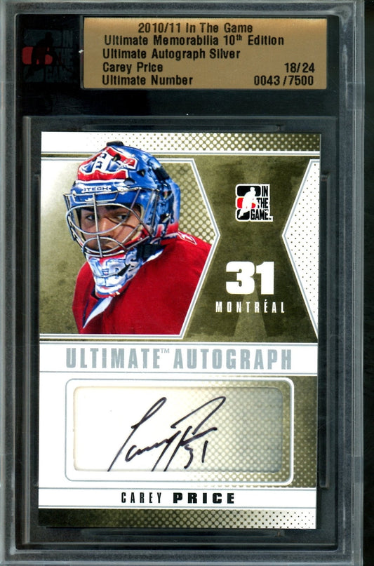2010 In The Game Ultimate Carey Price Autograph Silver /24 Canadiens