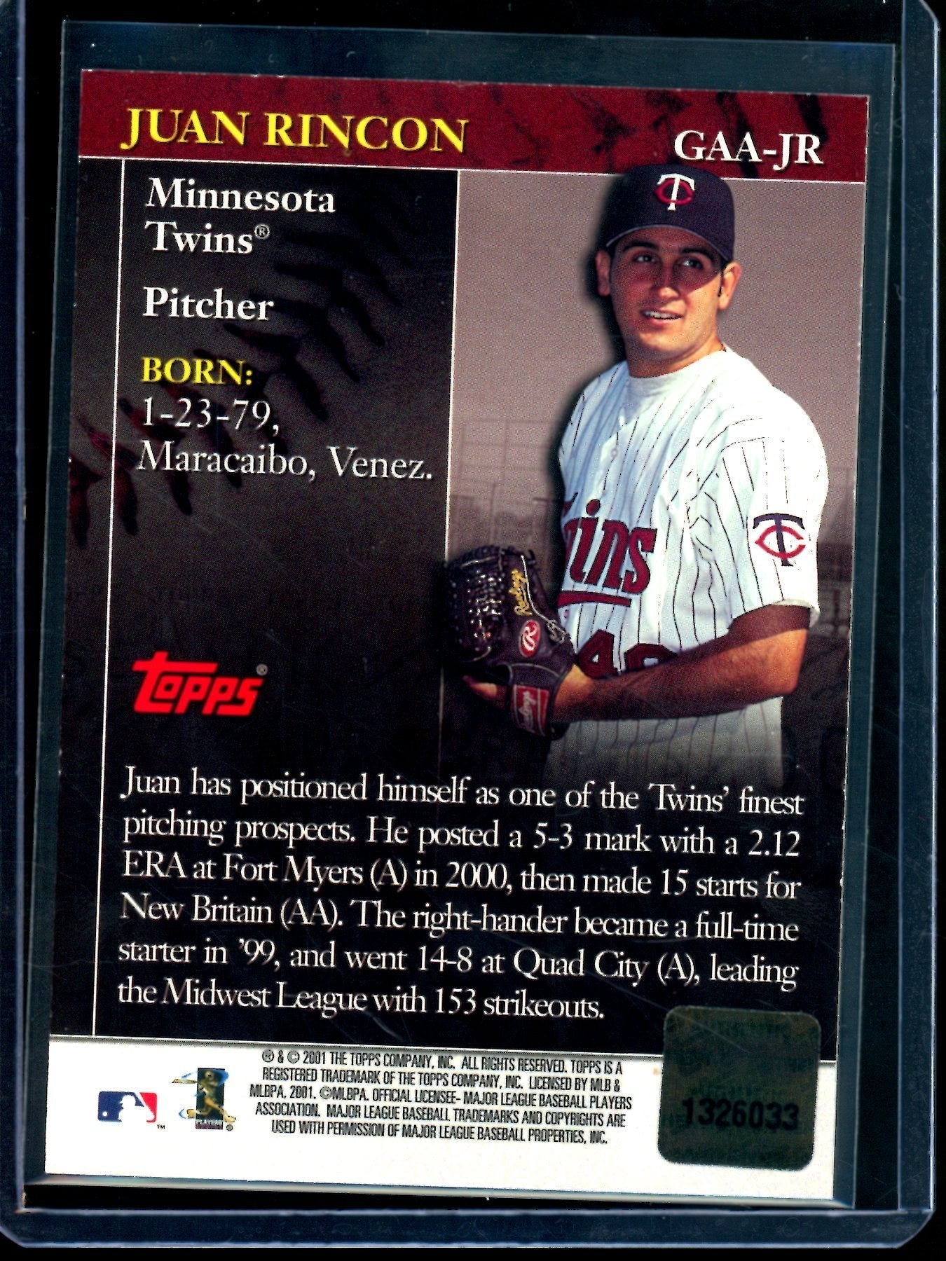 2001 Topps Flagship Juan Rincon Gold Anniversary Prospect Autograph Twins