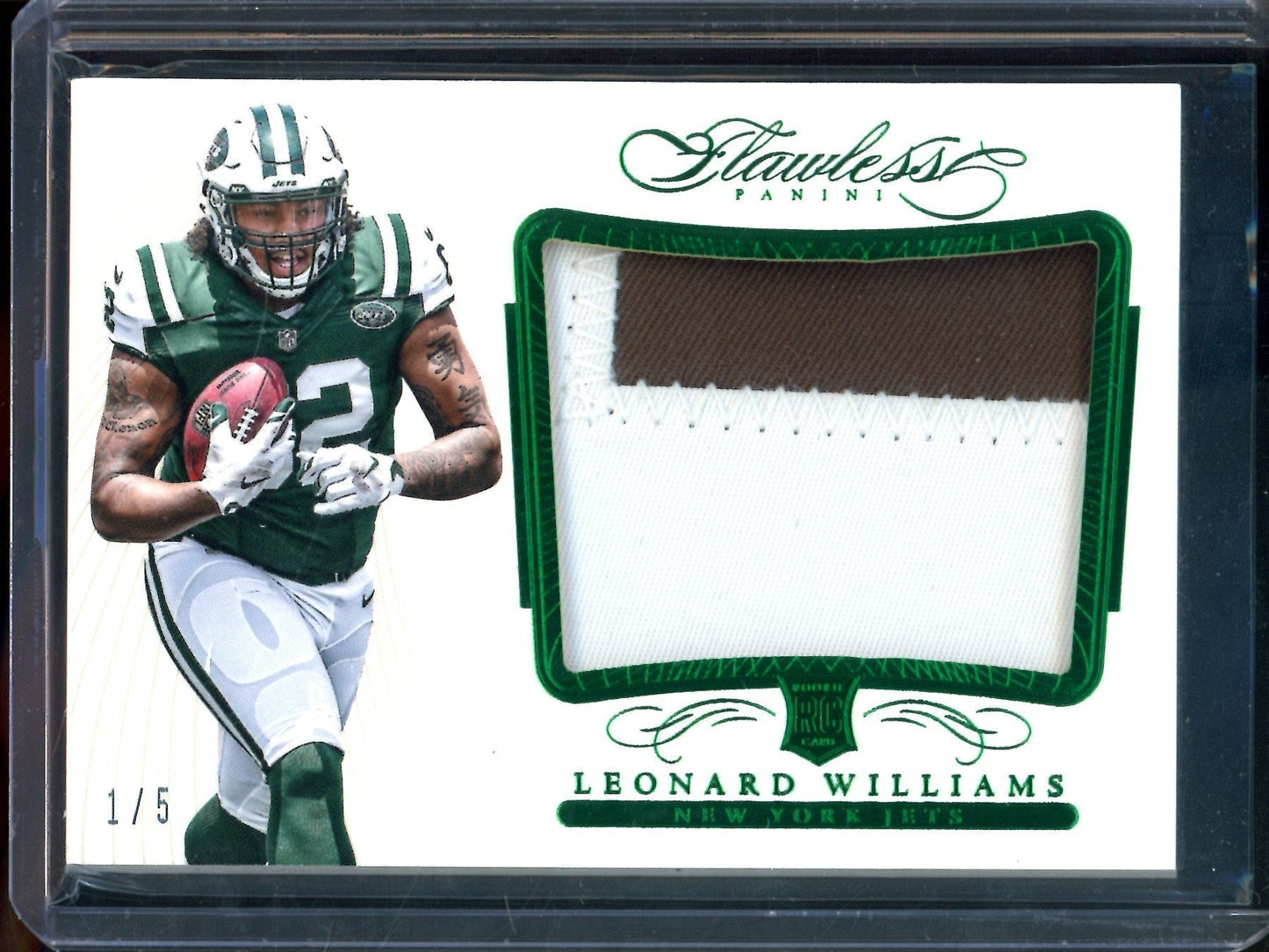 2015 Panini Flawless Leonard Williams Flawless Rookie Patch Emerald /5 Jets
