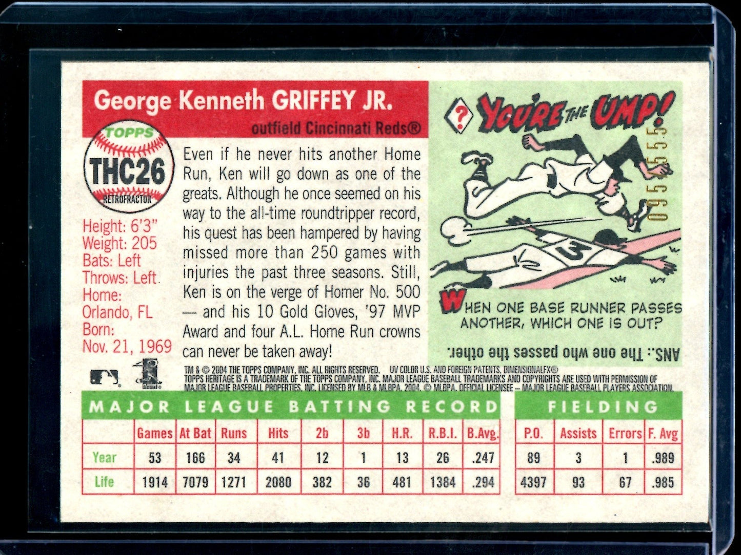 2004 Topps Heritage Ken Griffey Jr Refractor /555 Reds