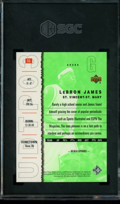 2003 Upper Deck Top Prospects LeBron James #55 SGC 9 Lakers