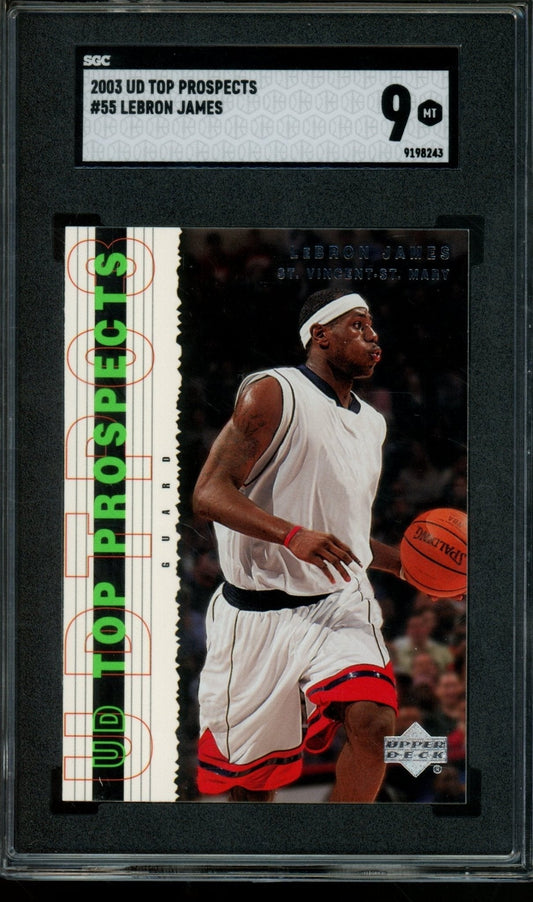 2003 Upper Deck Top Prospects LeBron James #55 SGC 9 Lakers