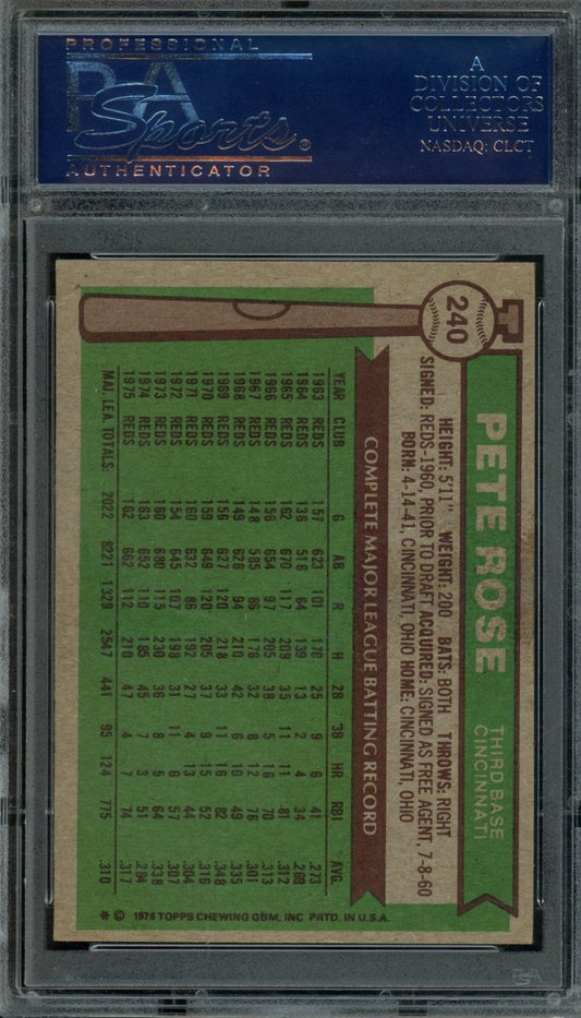 1976 Topps Pete Rose Autograph PSA Authentic Reds