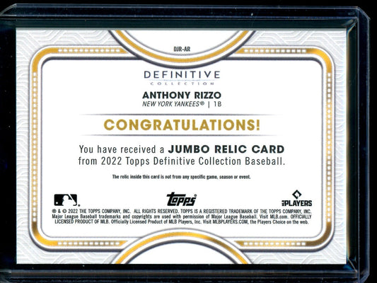 2004 Topps Definitive Anthony Rizzo Jersey Relic Green /15 Yankees