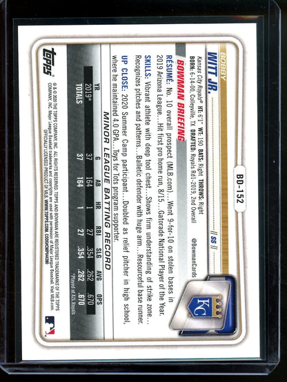 2001 Bowman Bobby Witt Jr 1st Edition Blue Foil /150 Royals