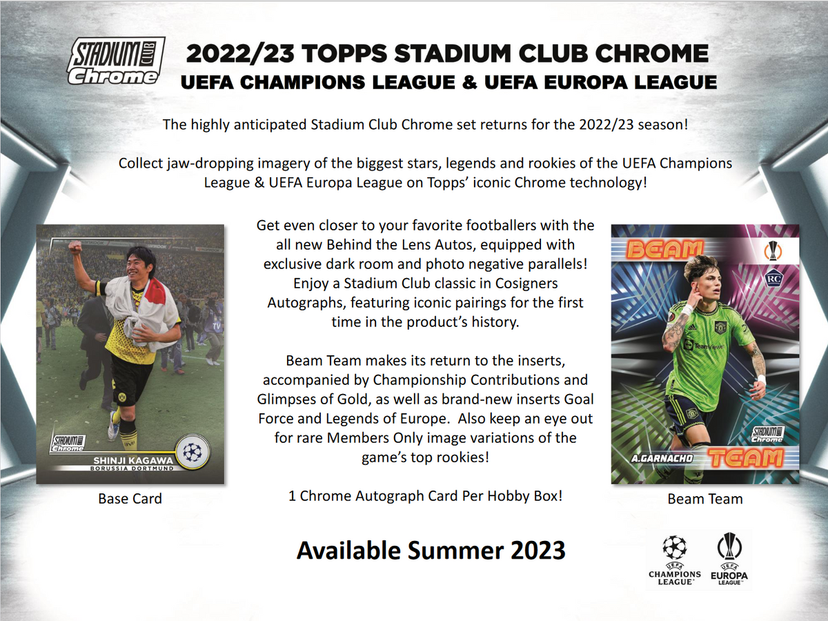 2022-23 Topps UEFA Club Competitions Stadium Club Chrome Soccer Hobby 12 Box Case