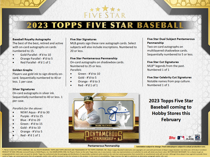 2023 Topps Five Star Baseball Hobby Box