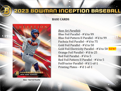 2023 Bowman Inception Baseball Hobby 16 Box Case