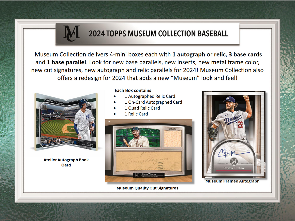 2024 Topps Museum Collection Baseball Hobby 12 Box Case